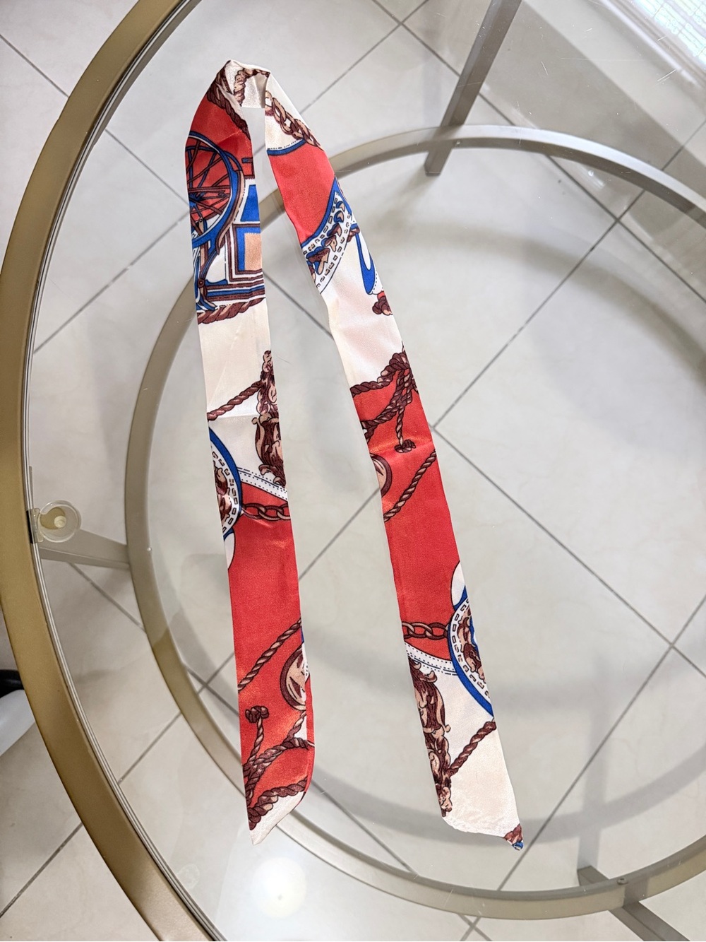 Silk-Feel Patterned Twilly Scarf